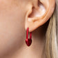 Pampered Padlock - Red - Paparazzi Earring Image