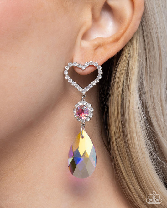 Faceted Frenzy - Pink - Paparazzi Earring Image
