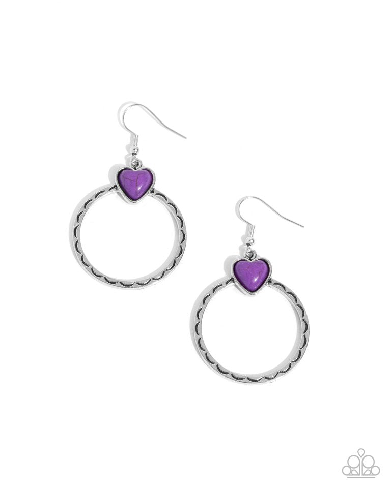 Heart Holiday - Purple - Paparazzi Earring Image