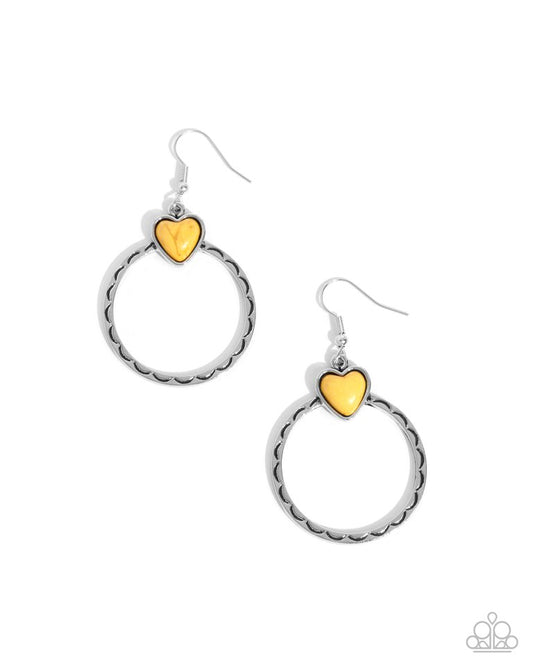 Heart Holiday - Yellow - Paparazzi Earring Image