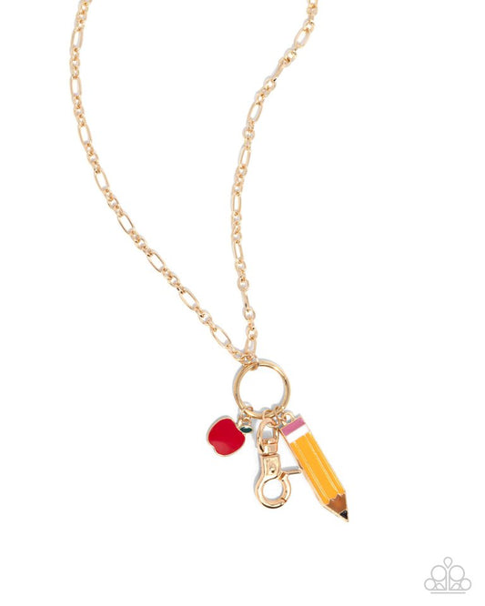 First Day of School - Gold - Paparazzi Necklace Image