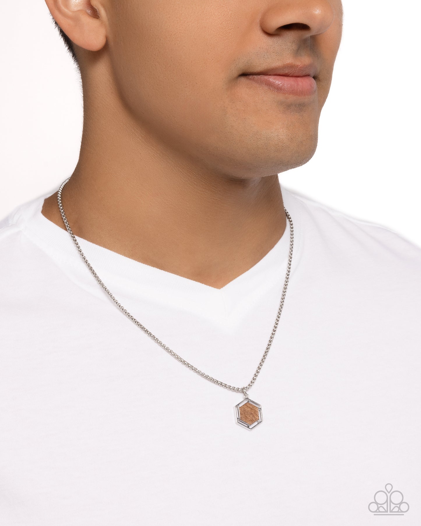 Hexagonal Hangout - Silver - Paparazzi Necklace Image