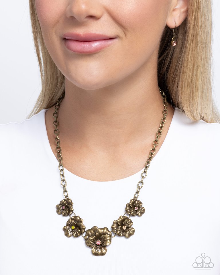 Blatant Botanicals - Brass - Paparazzi Necklace Image