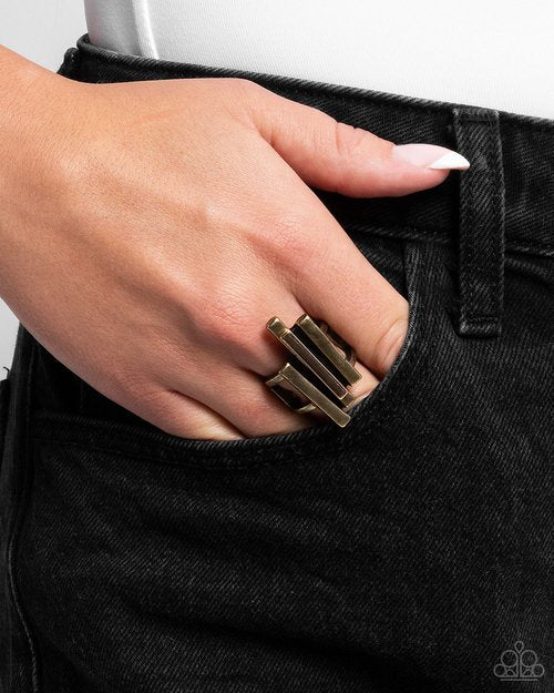 Linear Loot - Brass - Paparazzi Ring Image