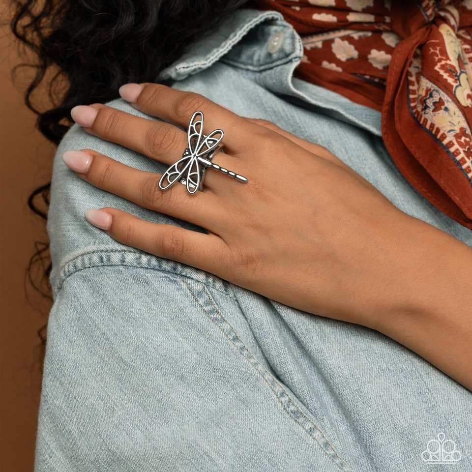 Dragonfly Depth - Silver - Paparazzi Ring Image