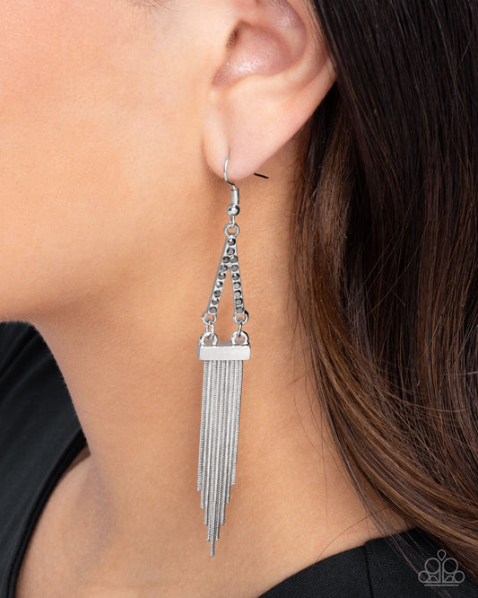 Trailing Off - Silver - Paparazzi Earring Image