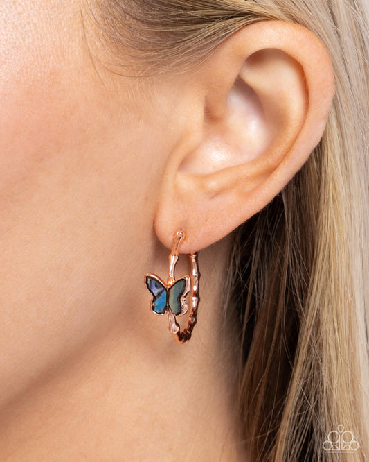Butterfly Beginning - Copper - Paparazzi Earring Image