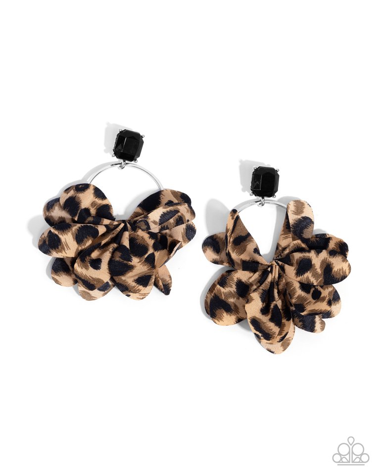 Charming Cheetah - Black - Paparazzi Earring Image