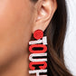 Touchdown Texture - Red - Paparazzi Earring Image