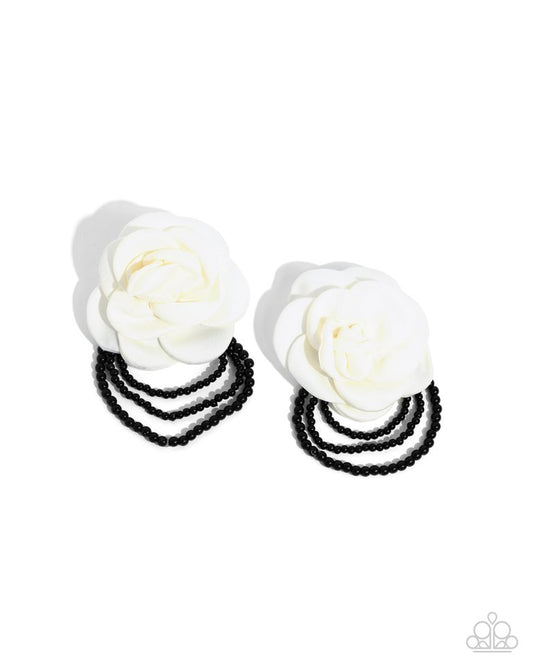 Dramatic Dame - White - Paparazzi Earring Image