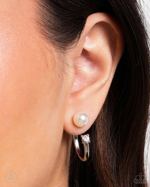 Decade Dance - White - Paparazzi Earring Image