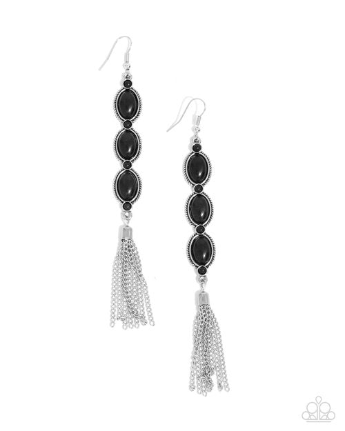 Fringe Fuel - Black - Paparazzi Earring Image