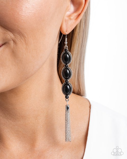 Fringe Fuel - Black - Paparazzi Earring Image