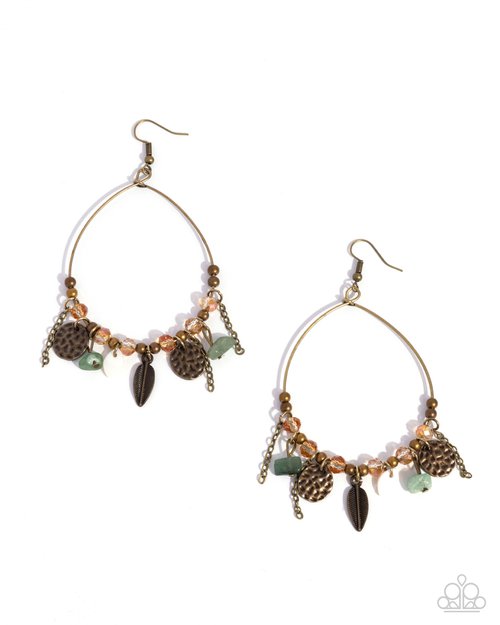 Feathered Fringe - Brass - Paparazzi Earring Image