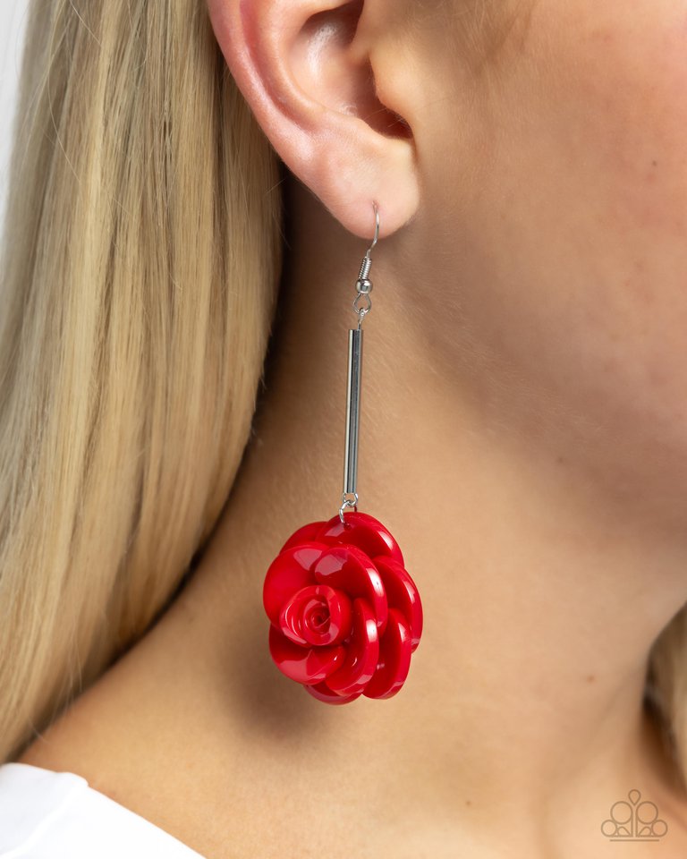 Saccharine Sprig - Red - Paparazzi Earring Image