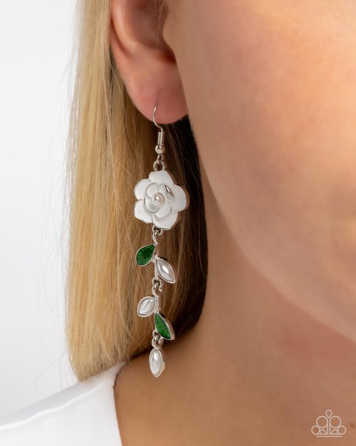 Lattice Lure - White - Paparazzi Earring Image