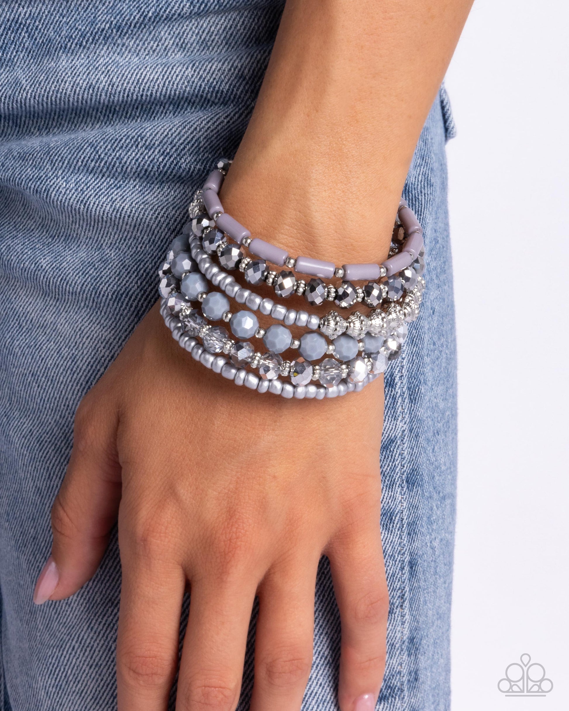 Stacked Surprise - Silver - Paparazzi Bracelet Image