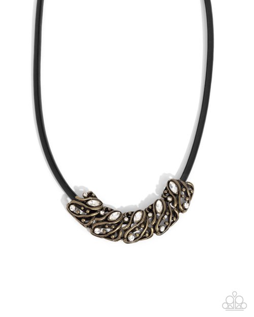 Sprig Shimmer - Brass - Paparazzi Necklace Image