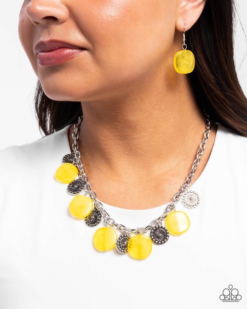 Worthwhile Wheels - Yellow - Paparazzi Necklace Image