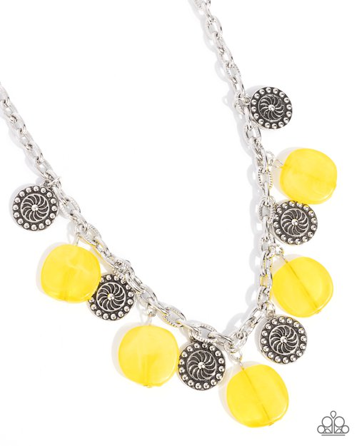 Worthwhile Wheels - Yellow - Paparazzi Necklace Image