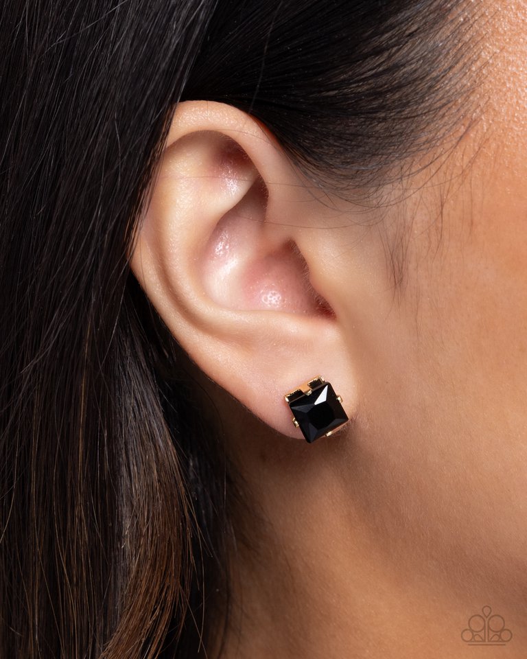 Squared Soprano - Black - Paparazzi Earring Image