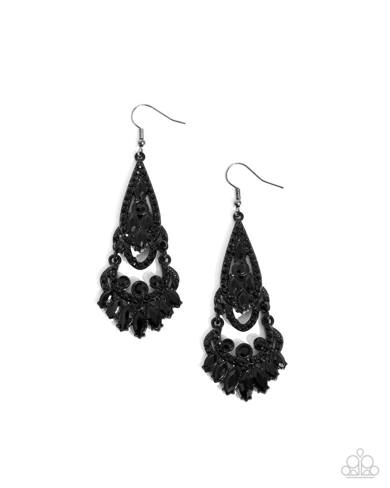 Opera Stage - Black - Paparazzi Earring Image