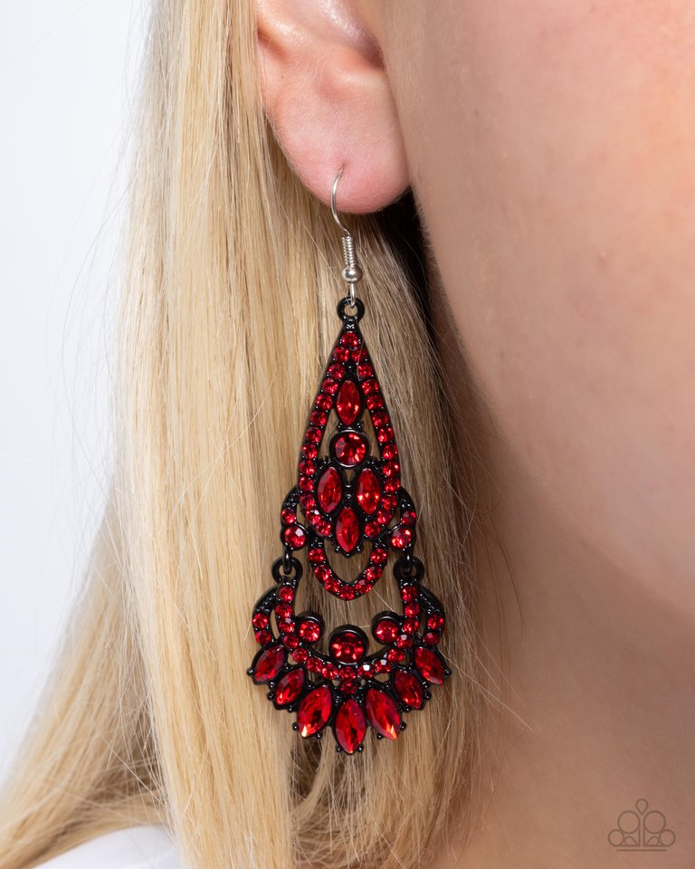 Opera Stage - Red - Paparazzi Earring Image