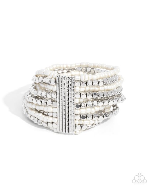 Spirited Stack - White - Paparazzi Bracelet Image