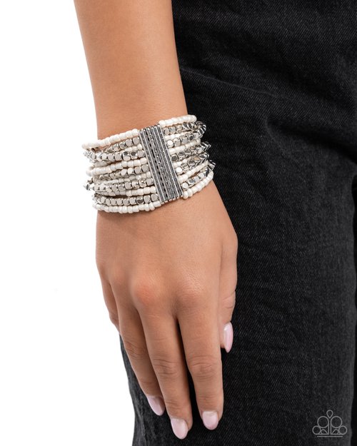 Spirited Stack - White - Paparazzi Bracelet Image