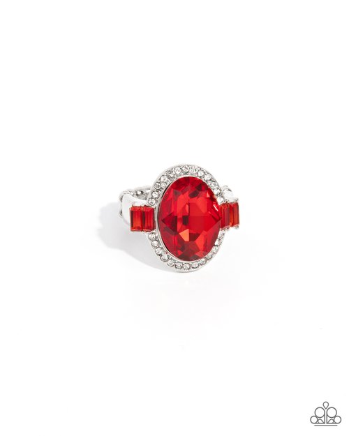 Stubborn Shimmer - Red - Paparazzi Ring Image