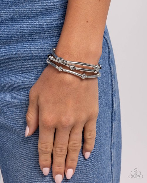 Stacked Shopaholic - Silver - Paparazzi Bracelet Image