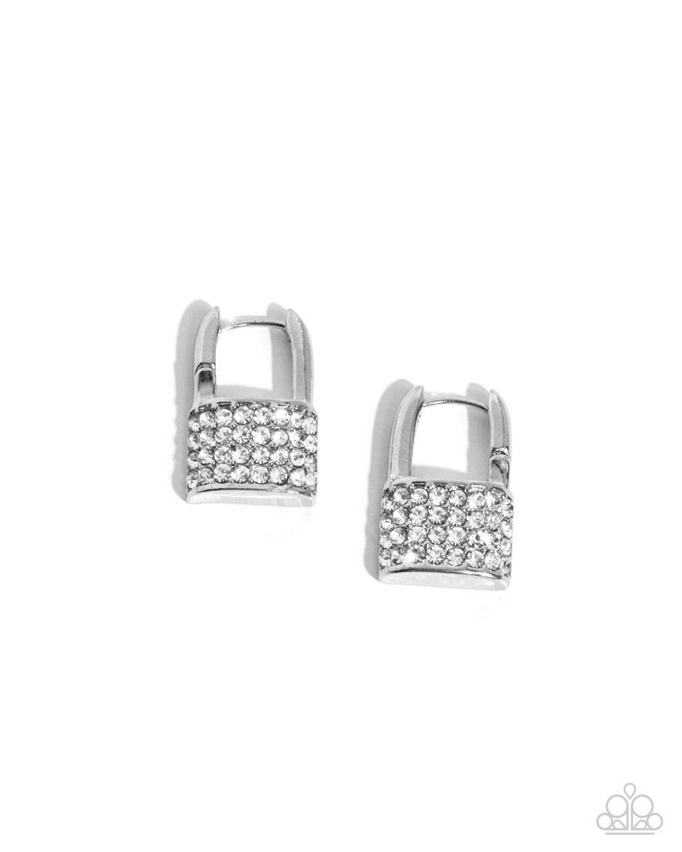 Locked Luxury - White - Paparazzi Earring Image