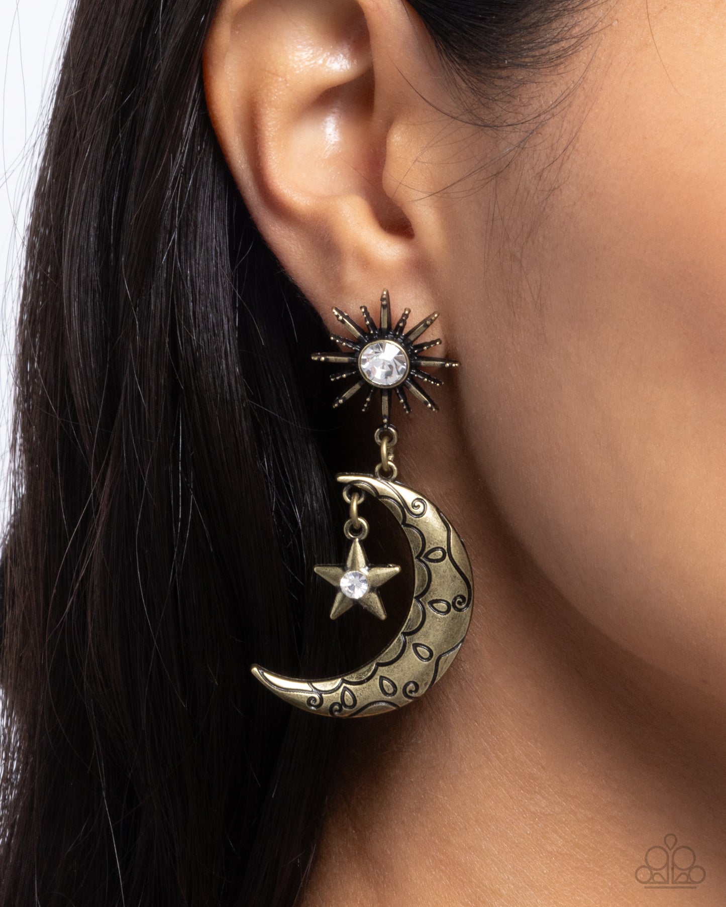 Cosmic Cutie - Brass - Paparazzi Earring Image