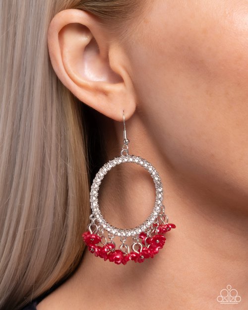 Wreathed Wisteria - Red - Paparazzi Earring Image