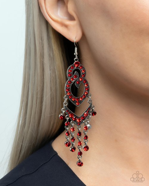 Pristine Precipitation - Red - Paparazzi Earring Image