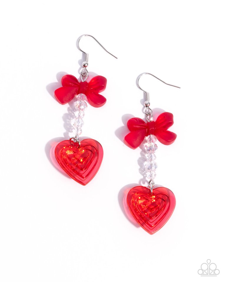 Feminine Freefall - Red - Paparazzi Earring Image