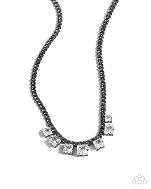 Seeking Out Squares - Black - Paparazzi Necklace Image