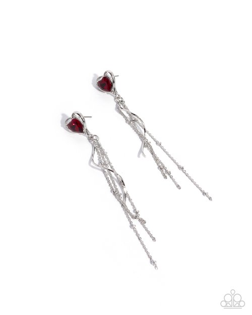 Simply Smitten - Red - Paparazzi Earring Image