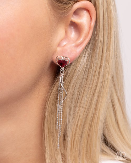 Simply Smitten - Red - Paparazzi Earring Image