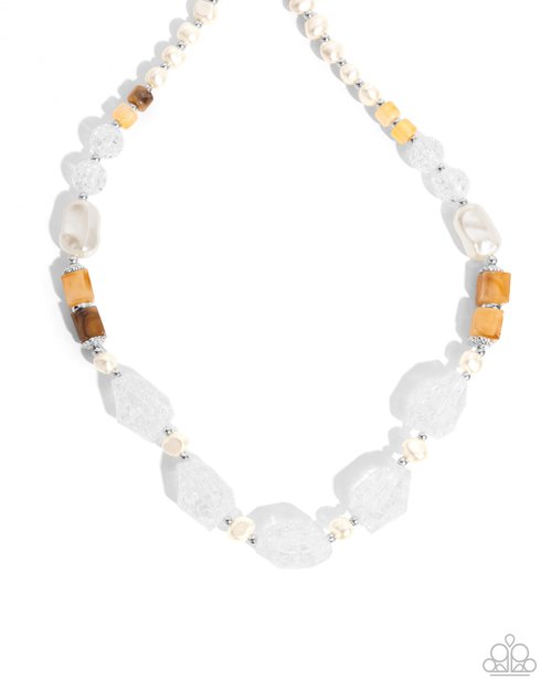 Crackling Chic - White - Paparazzi Necklace Image