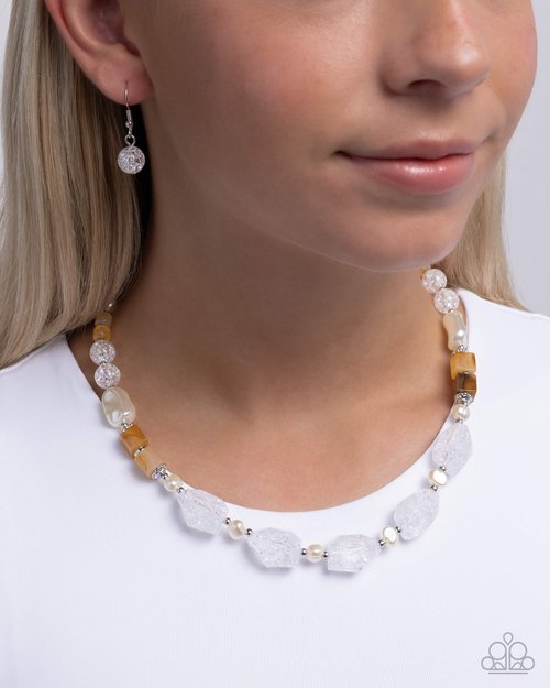 Crackling Chic - White - Paparazzi Necklace Image