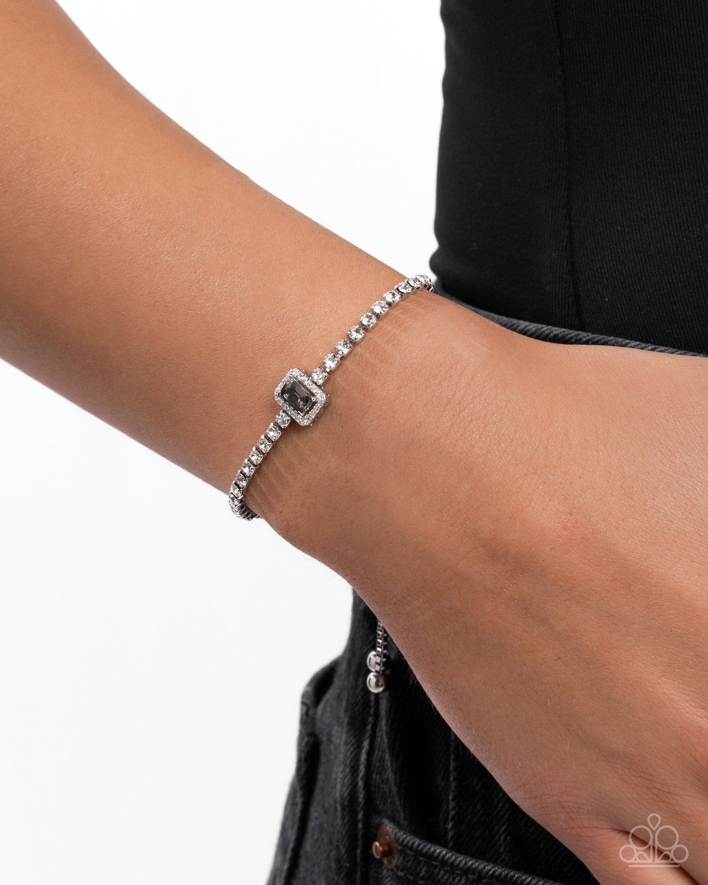 Draped in Dazzle - Silver - Paparazzi Bracelet Image