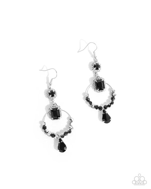 Point Me in the BRIGHT Direction - Black - Paparazzi Earring Image