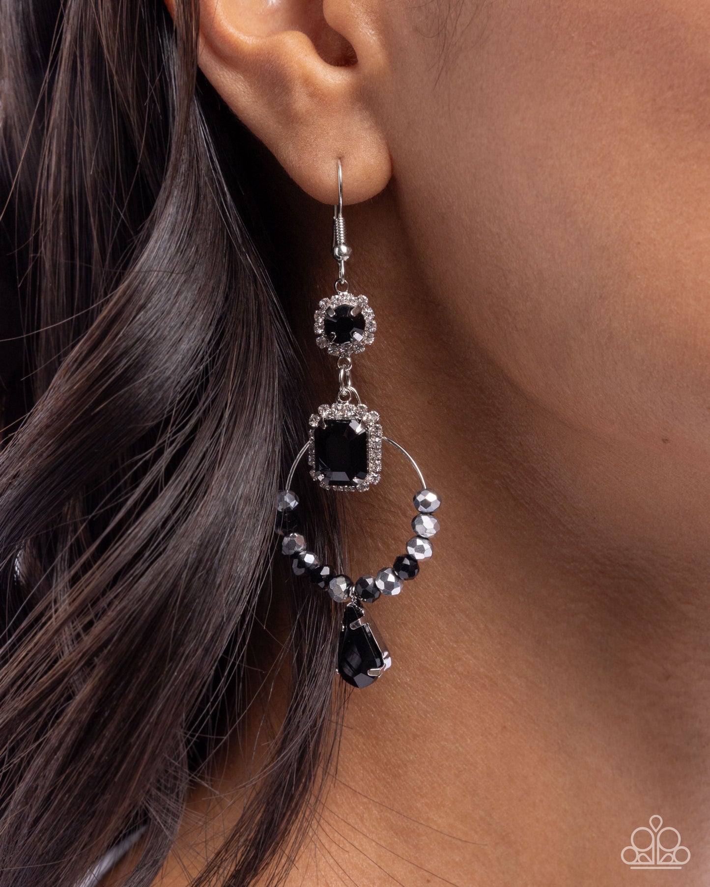 Point Me in the BRIGHT Direction - Black - Paparazzi Earring Image