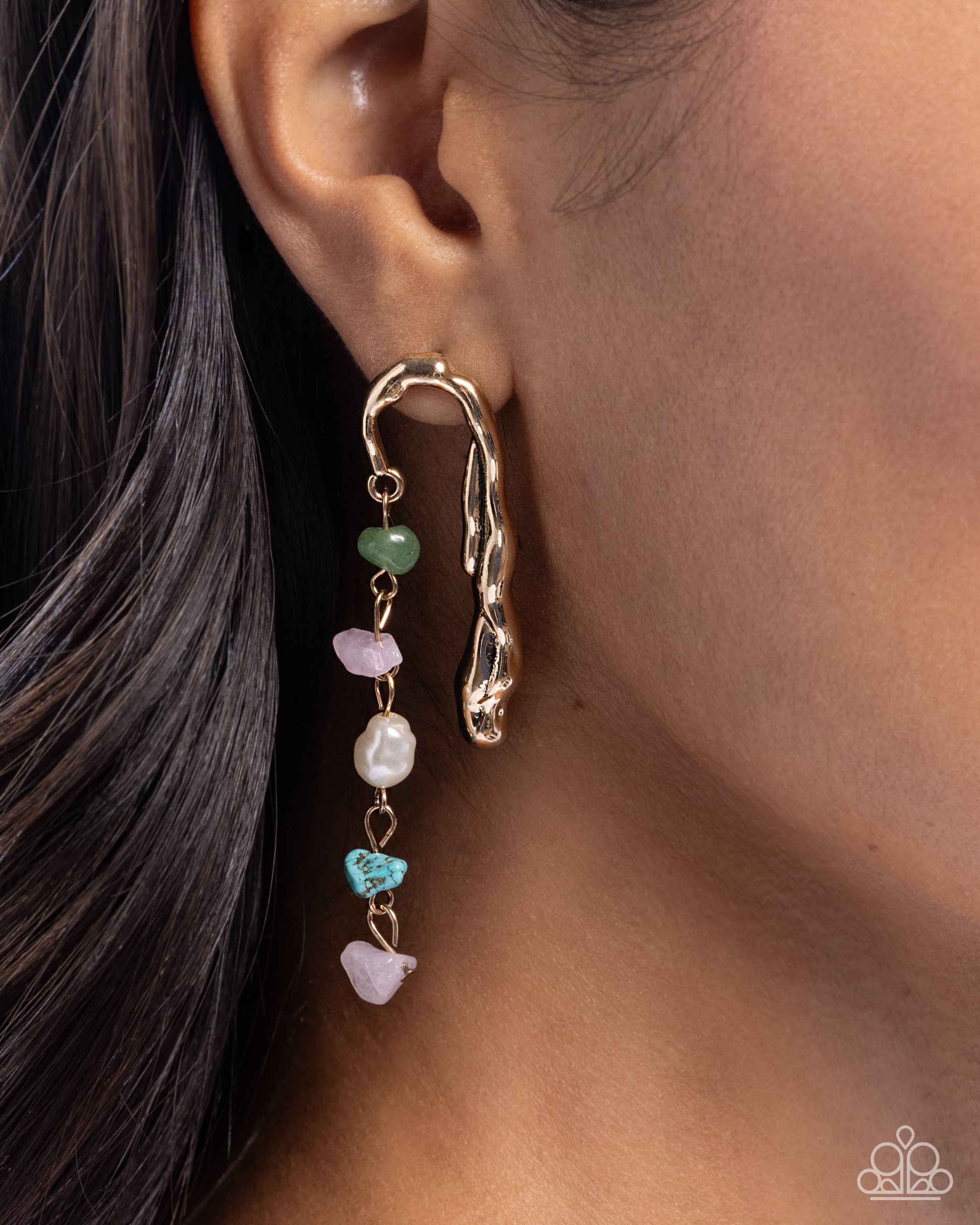 Suspended Sheen - Gold - Paparazzi Earring Image