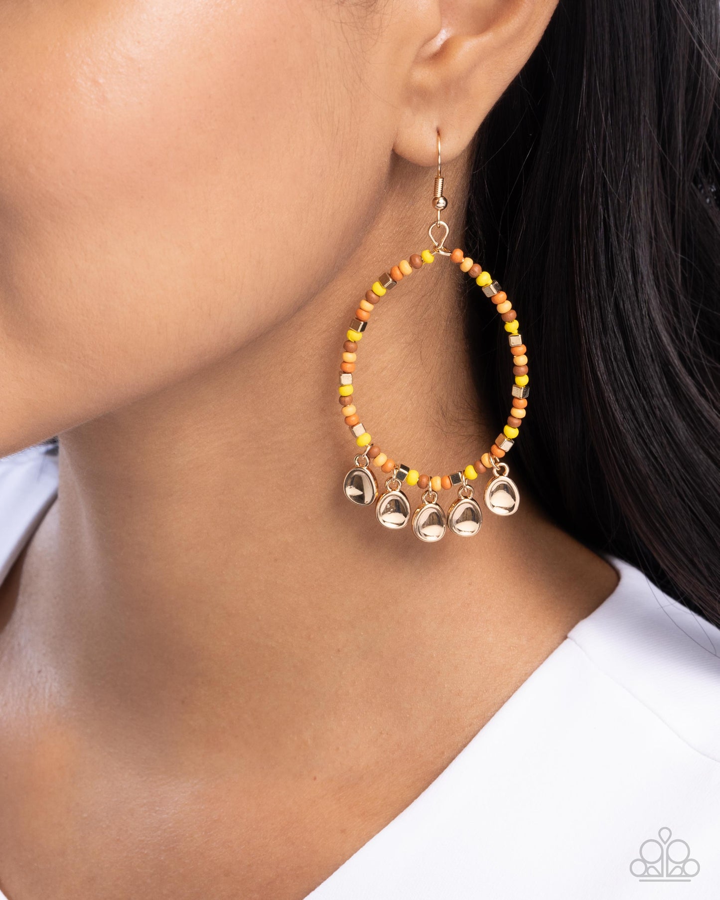Teardrop Title - Orange - Paparazzi Earring Image