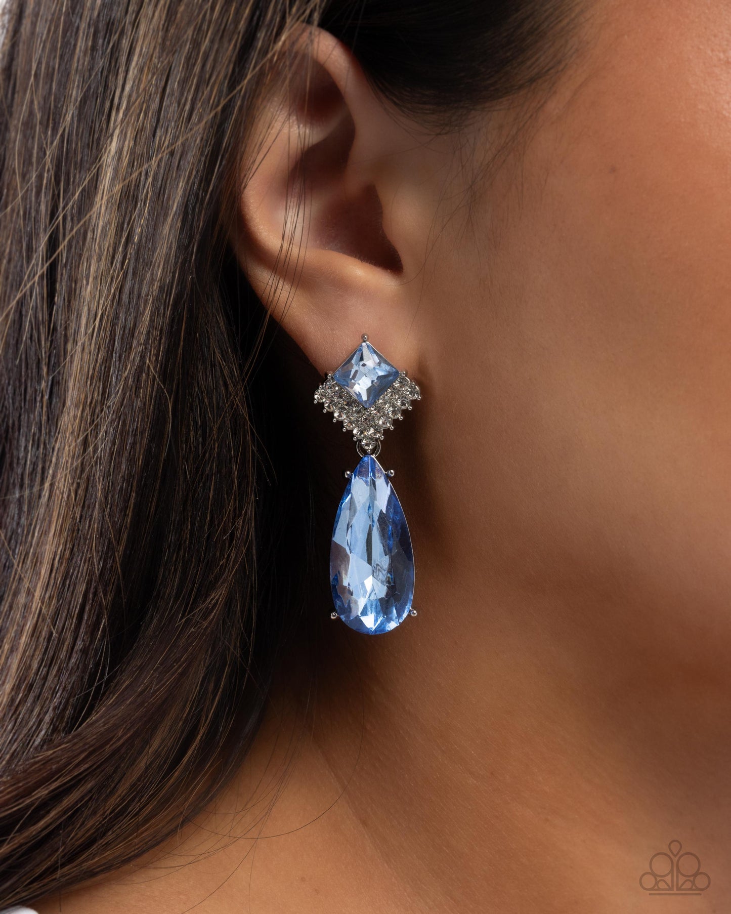 Diamond Life - Blue - Paparazzi Earring Image