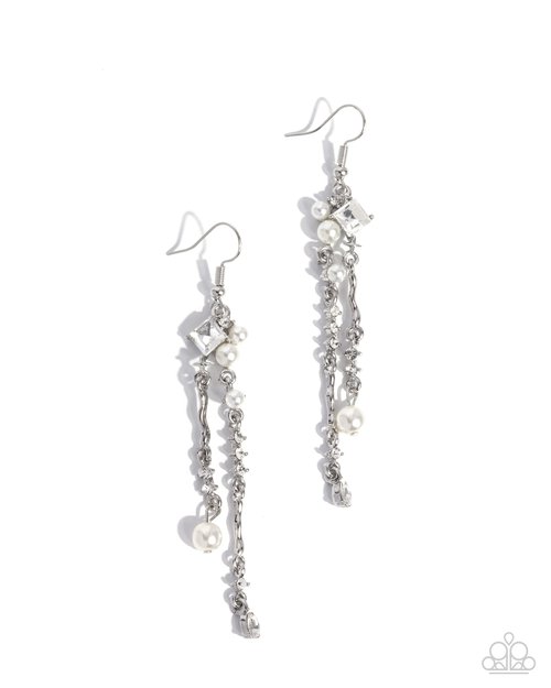 Glowing Gamut - White - Paparazzi Earring Image