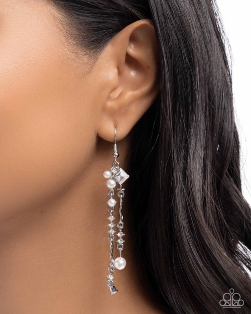 Glowing Gamut - White - Paparazzi Earring Image