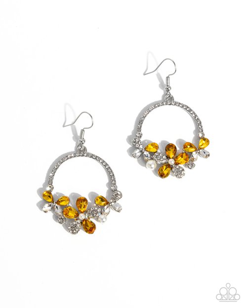Bouquet Bliss - Yellow - Paparazzi Earring Image